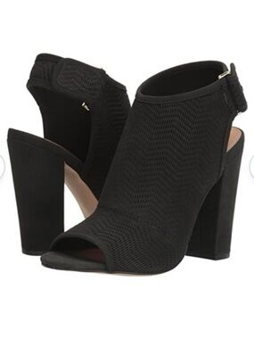 Aldo Women’s Black Leather Open-Toe Block Heel Slingback Sandal Size 8